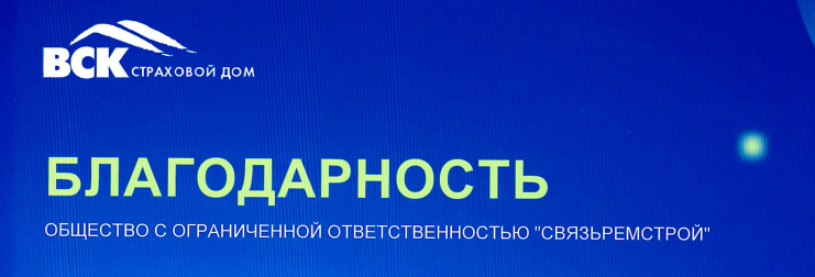 Благодарность от компании ВСК